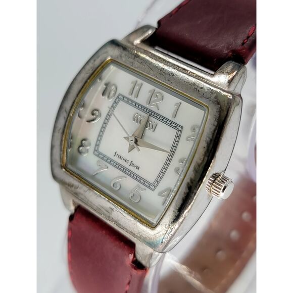 Vintage ECCLISSI Sterling Silver Watch with Maroon Leather Strap main image 4